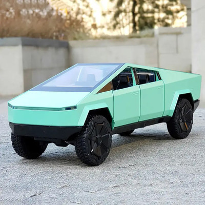 Craft Toys Premium Diecast Tesla Cyber Truck Metal Toy Car Pull Back with Opening Doors(Green)