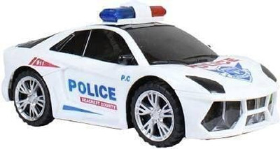 Sani International Toy World Musical B/O Police car with 3D lighting & Rotating(White, Pack of: 1)