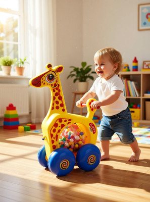 asian Giraffe Pull-Along Toy-107(Yellow, Pack of: 1)