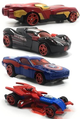 valuableplus Superhero Metal on 4Pcs Cars Set Alloy Push-N-Go Toy Vehicles For Kids(Multicolor, Pack of: 4)