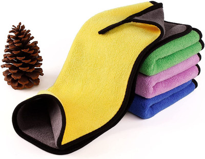 Alerica Microfiber Vehicle Washing  Cloth(Pack Of 4, 600 GSM)