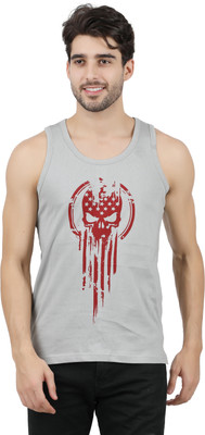 JUGULAR Printed Men Scoop Neck Grey T-Shirt