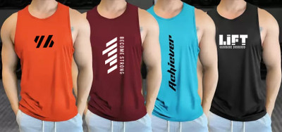 RMLKN Printed Men Round Neck Orange, Maroon, Black, Navy Blue T-Shirt