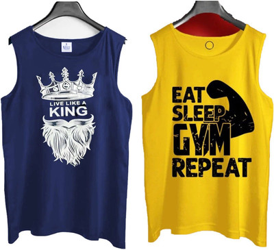 Basis Cotton Blend Fabric Gym Vest(Pack of 2)