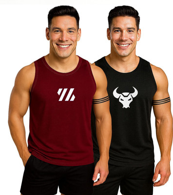 Valyrian Polyester Fabric Gym Vest(Pack of 2)