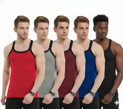 MYGYM Cotton Blend Fabric Gym Vest(Pack of 5)