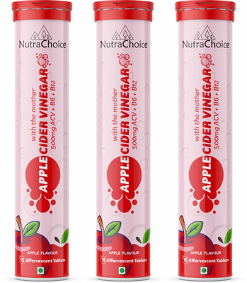 NutraChoice Apple Cider Vinegar with Mother -45 Effervescent Tablets for Weight Loss Vinegar(3 x 15 No)