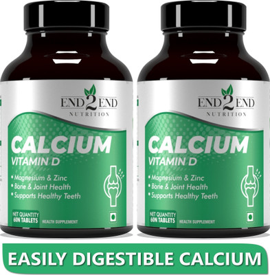 End2End Nutrition Calcium Tablets for Men and Women Combo Pack of 2 (Each Pack 60 tabs)(2 x 60 Tablets)