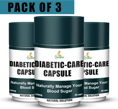 grinbizz Diabetic-Care Capsule Help Control Blood Sugar Level/Diabetes Support/Sugar Free(Pack of 3, 90 Capsules)