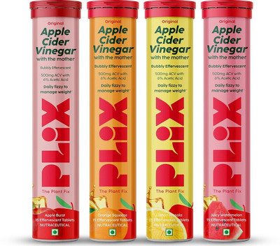 The Plant Fix Plix ACV Apple Cider Vinegar Effervescent Tablets For Weight Management(4 x 15 Tablets)