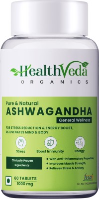 Health Veda Organics Ashwagandha, 1000mg, Stress Reliever & Immunomodulator(1000 mg)