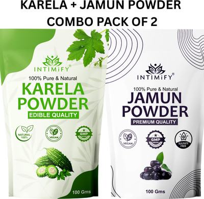 INTIMIFY Karela Jamun Powder, Diabetes Control Ayurvedic Supplement (Combo Pack of 2)(2 x 100 g)