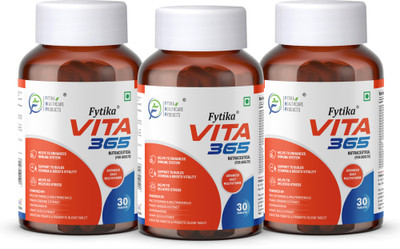 FYTIKA HEALTHCARE PRODUCTS Vita 365, 3 in 1 Multivitamin | For Men, Women - 90 Tablets (Pack of 3)(3 x 30 Tablets)