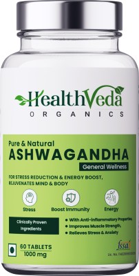 Health Veda Organics Ashwagandha, 1000mg, Stress Reliever & Immunomodulator(1000 mg)