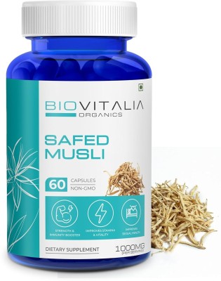 BIOVITALIA ORGANICS Safed Musli for Body Strength, Immunity & Stamina | Potent Energy(60 Capsules)