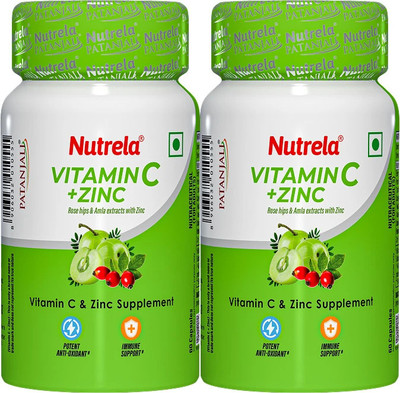NUTRELA Vitamin C and Zinc Chewable tablets for Men, Women and Kids(2 x 60 Capsules)