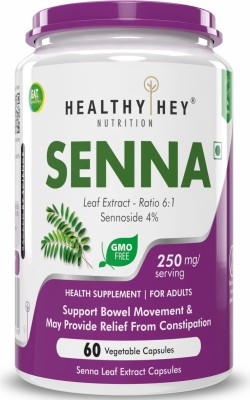 HealthyHey Nutrition Senna Leaf Extract -Natural Laxative & Helps Bowel Movement -60 Vegetable Capsules(250 mg)