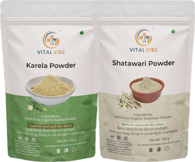 VITAL VIBE Karela, Shatawari Powder | Pure & Natural | For Men & Women(2 x 100 g)