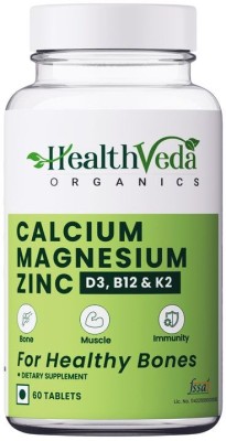 Health Veda Organics Calcium Magnesium Zinc for Healthy and Strong bones(60 Tablets)