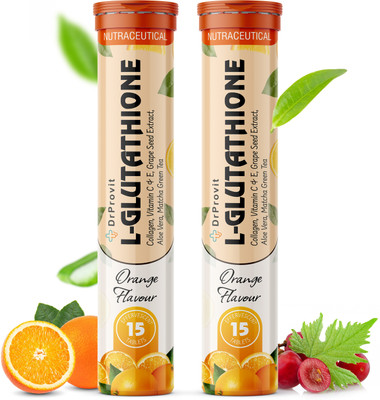 Dr.Provit Glutathione Skin Glow Effervescent Tablet for Clear & Youthful Skin Orange(2 x 15 Tablets)