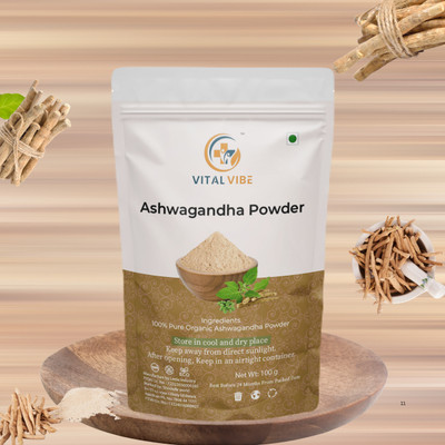 VITAL VIBE Organic Ashwagandha Powder For Stress Relief,Stamina and Faster Recovery(100 g)