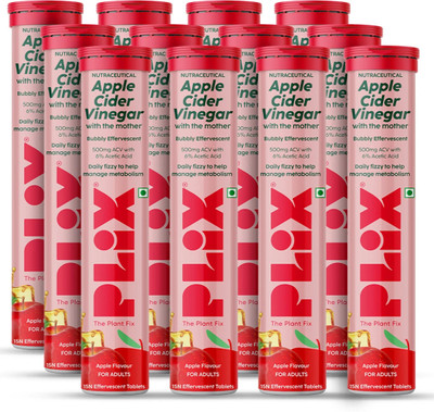 The Plant Fix Plix Apple Cider Vinegar Effervescent Tablet with mother,Vit B6 & B12 for weight loss(12 x 15 No)