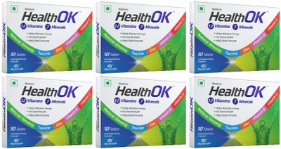Health Ok Daily Multivitamin With Natural Ginseng for Energy & Overall Health, 10 Tabs x 6(6 x 10 Tablets)