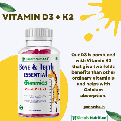 Simply Nutrition Teeth and Bone essential Gummies, For Healthy growth and development(30 No)