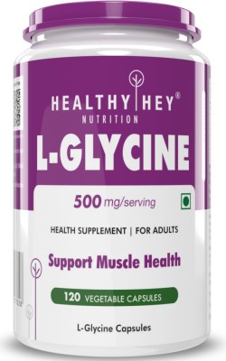 HealthyHey Nutrition Glycine, 120 Vegetable Capsules(500 mg)