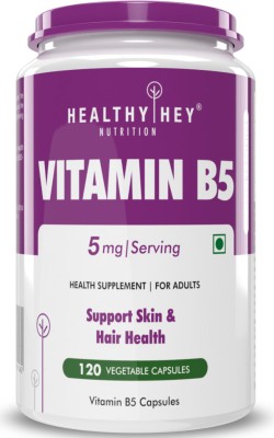 HealthyHey Nutrition Vitamin B5 D-Pantothenate - Vegan - 5mg - 120 Veg. Capsules(5 mg)