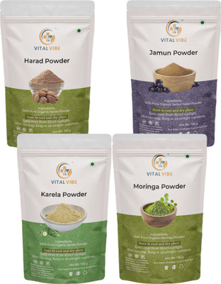 VITAL VIBE Harad, Jamun, Karela, Moringa Powder | Pure & Natural | For Men & Women(4 x 100 g)