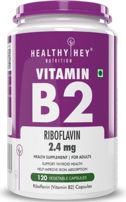 HealthyHey Nutrition Vitamin B2 - Riboflavin 2.4mg - 120 Veg Capsules(120 Capsules)