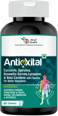 Hiral Health Antioxital: Energy Booster, Antioxidant & Detox Body with Curcumin & Spirulina(2 x 60 Tablets)