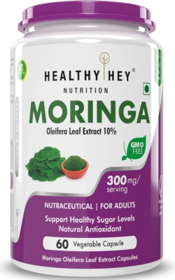 HealthyHey Nutrition Moringa Extract 10:1 - Oleifera Leaf - Miracle Tree 60 Veg Capsules(60 No)