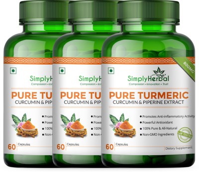 Simply Herbal Curcumin Turmeric Extract with piperine 800mg(3 x 60 Capsules)