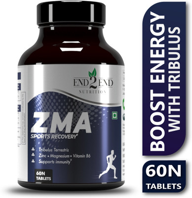 End2End Nutrition ZMA Supplement with Tribulus | Testosterone Booster & Nighttime Sports Recovery(60 Tablets)