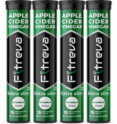 Fitreva Apple Cider Vinegar 60 Effervescent Tablets for Extra Slim - Watermelon Flavor(4 x 15 Tablets)