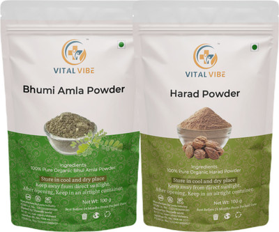 VITAL VIBE Bhumi Amla, Harad Powder | Pure & Natural | For Men & Women(2 x 100 g)