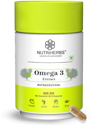 Nutriherbs Omega 3 Capsules | Fatty Acid | Supports Brain, Joint, Heart & Eye Health(60 Capsules)