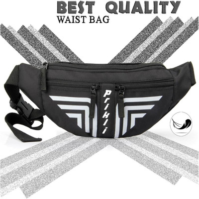 prikli side bag bum bagfor Men & women waist bag Suitable for Travel (Black, White) waist bag(Black)