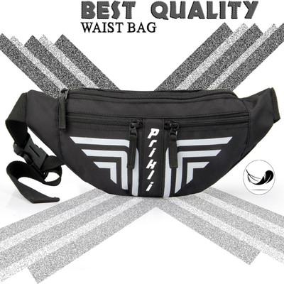 prikli side bag bum bagfor Men & women waist bag Suitable for Travel (Black, White) waist bag(Black)