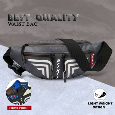 prikli fanny pack chest bag minibag for boys and girls dark grey waist bag(Grey)