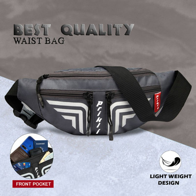 prikli fanny pack chest bag minibag for boys and girls dark grey waist bag(Grey)