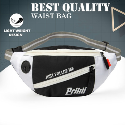 prikli Waist Bag for Men Women,Stylish Chest,Fanny Pouch,Belt Sport Bag waist bag(Black, White)