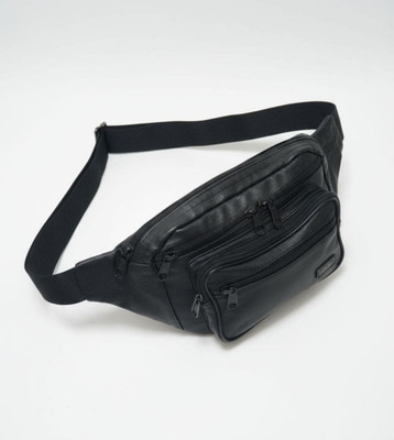 sPORTZ Side Bag Timeless Essentials Leather Fanny, Crossbody Bag (Leather,Black) Travel Bag, Safety Purpose, Small Pouch(Black)