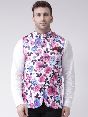 Hangup Sleeveless Printed Men Nehru  Jacket