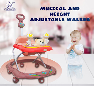 Ankur Creation Musical Activity Walker With Parent Rod(Red)