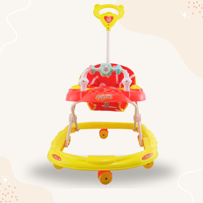 SMILEYTOYS Musical 2-in-1 Walker With Parent Rod(Red, Yellow)