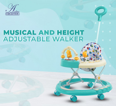 Ankur Creation Musical Activity Walker With Parent Rod(Green)