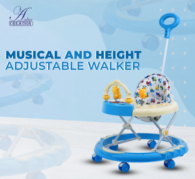 Ankur Creation Musical Activity Walker With Parent Rod(Blue)